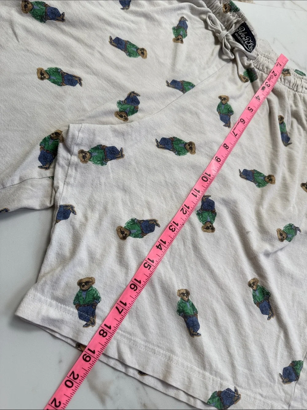 Polo Ralph Lauren Men's White Polo Bear Graphic Jersey Sleep Shorts Sz XL Trendy